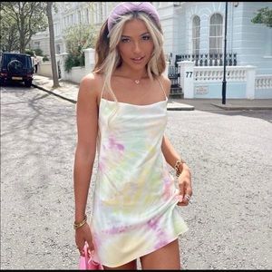 Zara satin slip tie dye dress